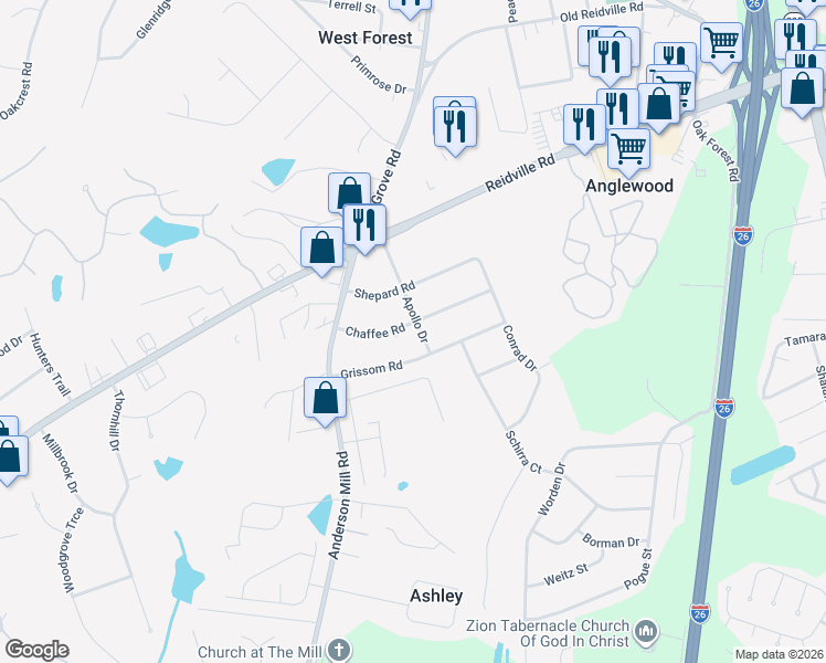 map of restaurants, bars, coffee shops, grocery stores, and more near 4216 Chaffee Road in Spartanburg