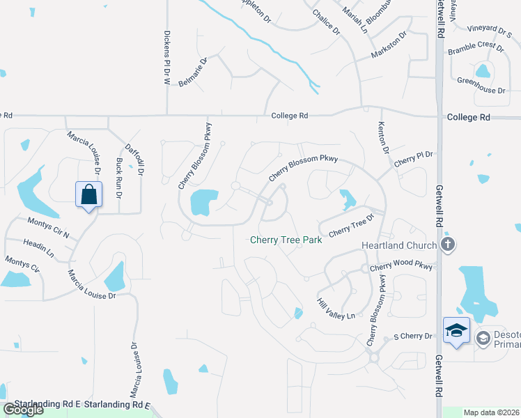 map of restaurants, bars, coffee shops, grocery stores, and more near 3639 Woodcutter Drive in Southaven