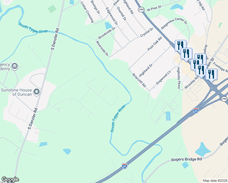 map of restaurants, bars, coffee shops, grocery stores, and more near 987 Echo Ridge Drive in Duncan