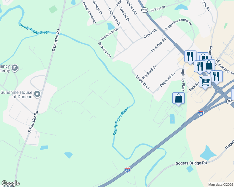 map of restaurants, bars, coffee shops, grocery stores, and more near 987 Echo Ridge Drive in Duncan