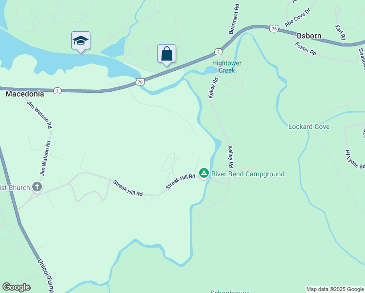 map of restaurants, bars, coffee shops, grocery stores, and more near 2462 Oak Knoll Drive in Hiawassee