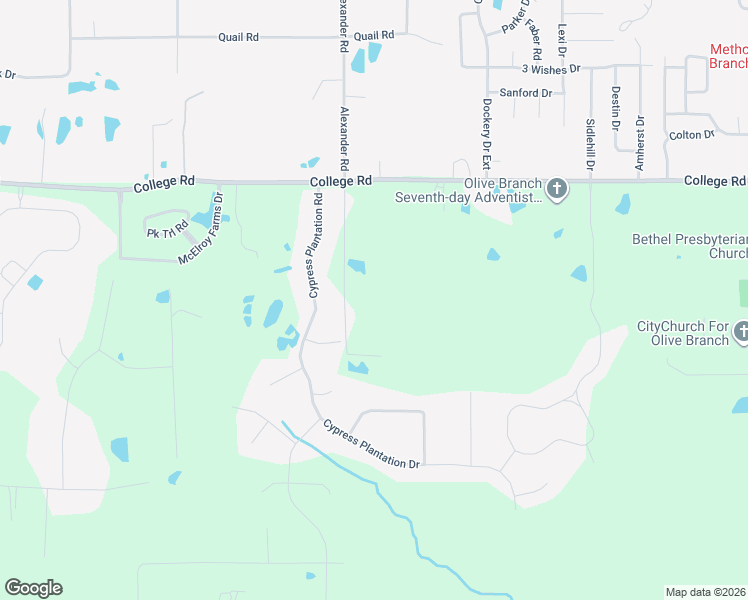 map of restaurants, bars, coffee shops, grocery stores, and more near 3764 Alexander Road in Olive Branch
