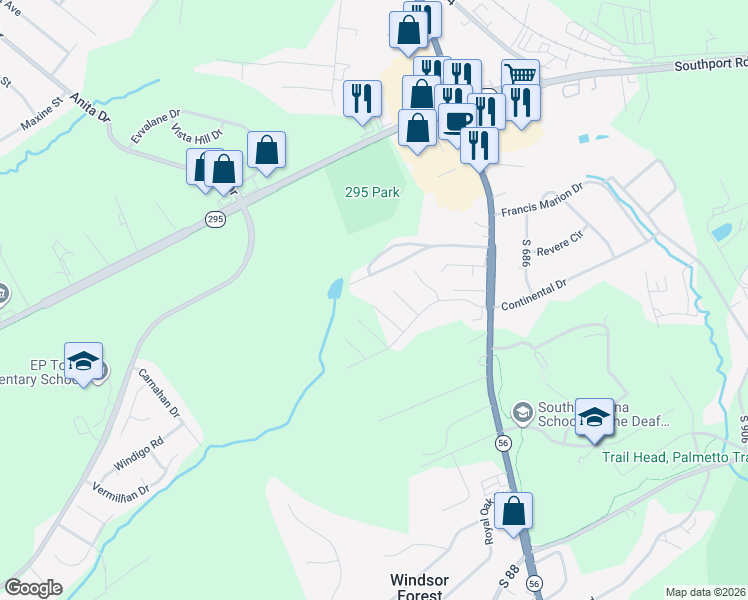 map of restaurants, bars, coffee shops, grocery stores, and more near 100 Oliva Drive in Spartanburg