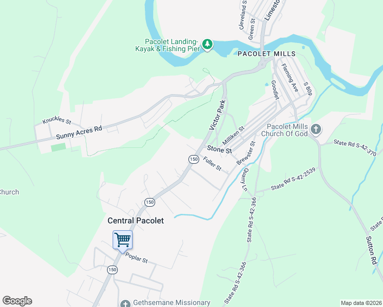 map of restaurants, bars, coffee shops, grocery stores, and more near 1345 South Carolina 150 in Pacolet