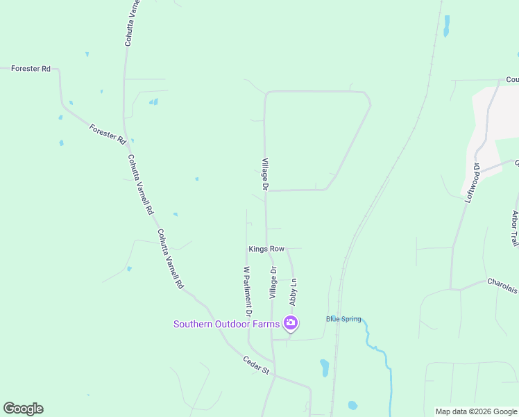 map of restaurants, bars, coffee shops, grocery stores, and more near 4109 Village Drive in Cohutta