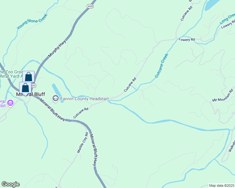 map of restaurants, bars, coffee shops, grocery stores, and more near 138 Nick and Shacks Boulevard in Mineral Bluff