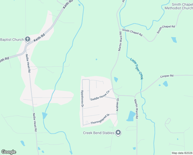 map of restaurants, bars, coffee shops, grocery stores, and more near 137 Appaloosa Drive in Tunnel Hill