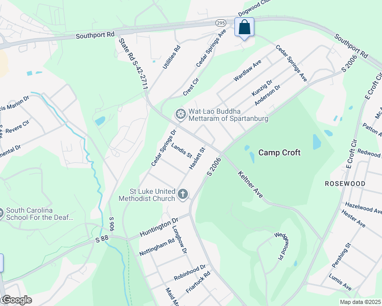 map of restaurants, bars, coffee shops, grocery stores, and more near 110 Landis Street in Spartanburg