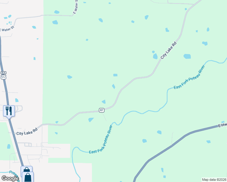 map of restaurants, bars, coffee shops, grocery stores, and more near 608 City Lake Road in Waldron