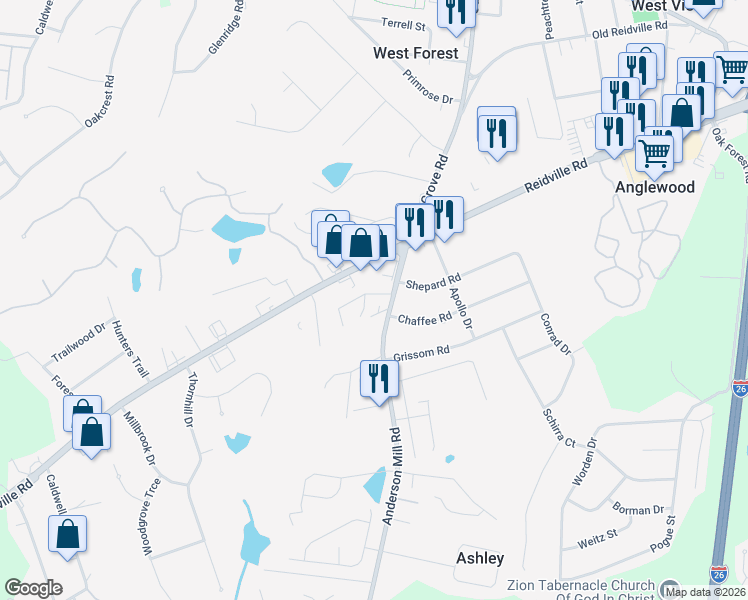 map of restaurants, bars, coffee shops, grocery stores, and more near 2895 Reidville Road in Spartanburg