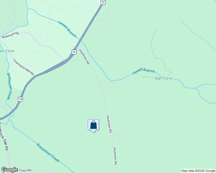 map of restaurants, bars, coffee shops, grocery stores, and more near 2328 Plottown Road in Young Harris