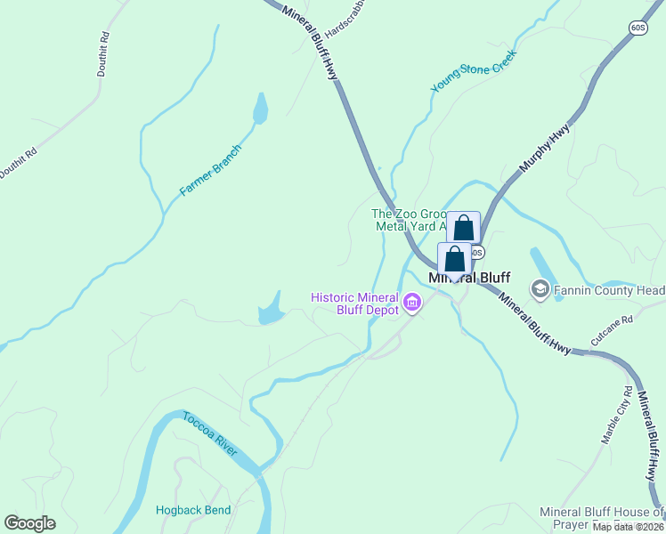map of restaurants, bars, coffee shops, grocery stores, and more near 8206 Lakewood Highway in Mineral Bluff