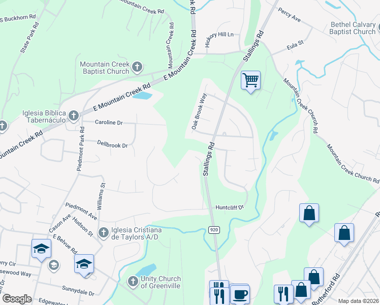 map of restaurants, bars, coffee shops, grocery stores, and more near 25 Linkside Lane in Taylors