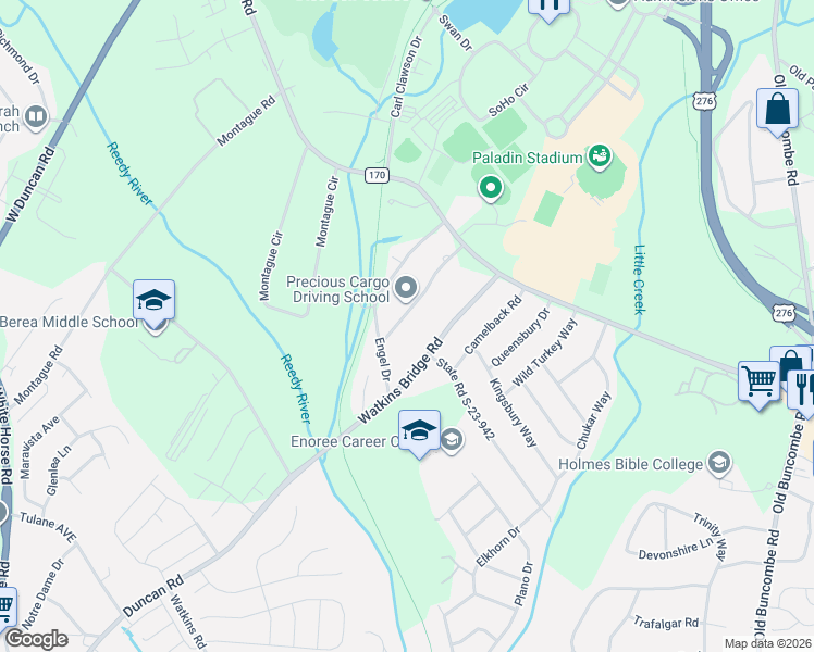 map of restaurants, bars, coffee shops, grocery stores, and more near 19 Zelma Drive in Greenville