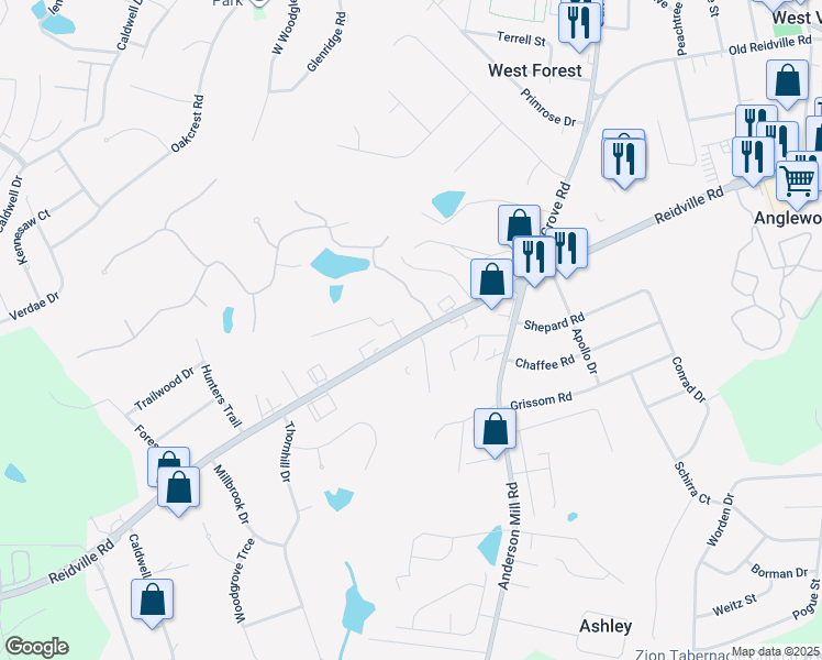 map of restaurants, bars, coffee shops, grocery stores, and more near 2970 Reidville Road in Spartanburg
