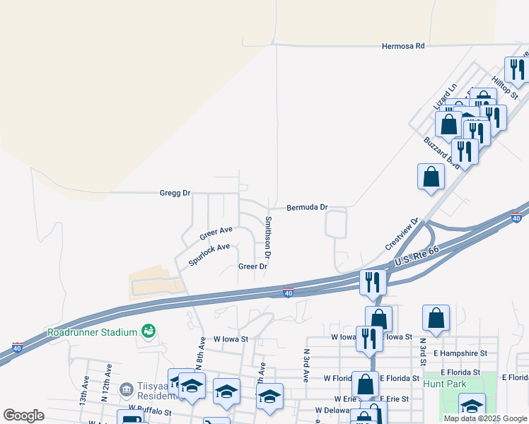 map of restaurants, bars, coffee shops, grocery stores, and more near 1401 Bermuda Drive in Holbrook