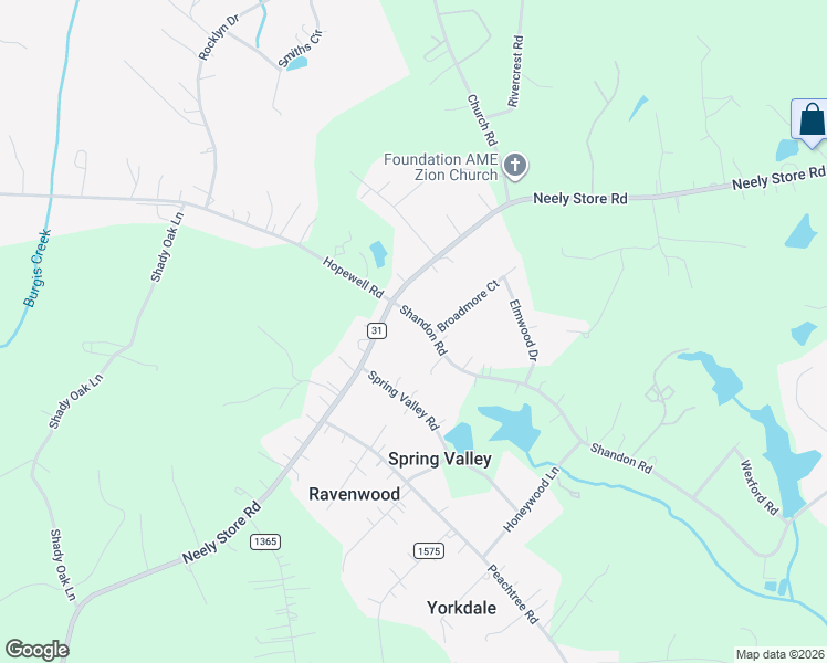 map of restaurants, bars, coffee shops, grocery stores, and more near 2720 Shandon Road in Rock Hill