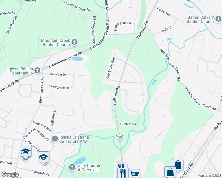 map of restaurants, bars, coffee shops, grocery stores, and more near 25 Linkside Lane in Taylors