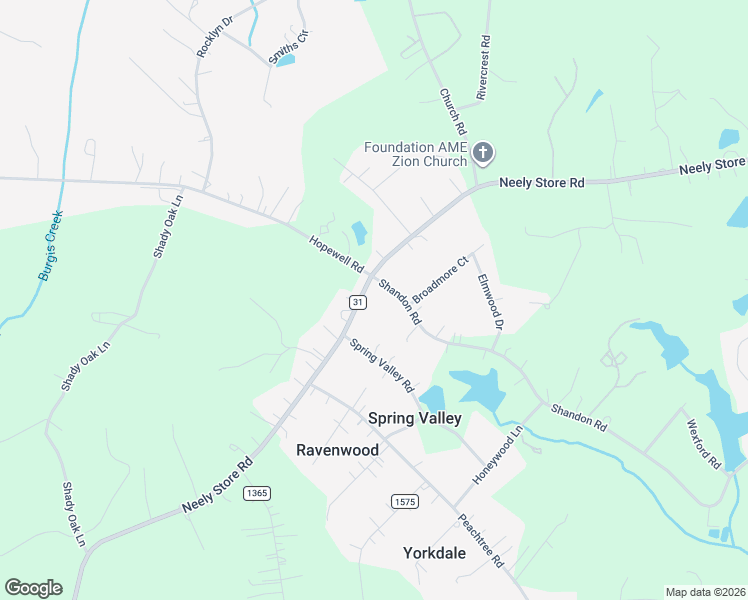 map of restaurants, bars, coffee shops, grocery stores, and more near 2720 Shandon Road in Rock Hill