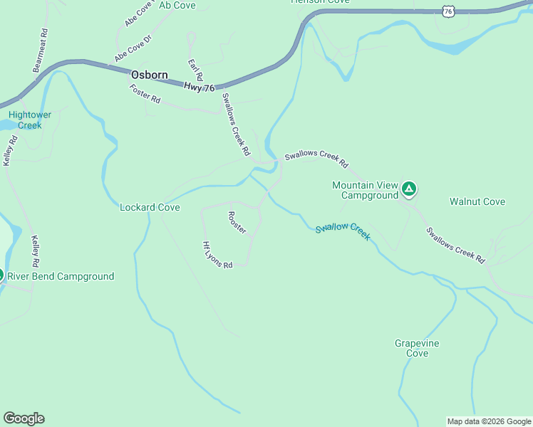 map of restaurants, bars, coffee shops, grocery stores, and more near 2083 Hf Lyons Road in Hiawassee