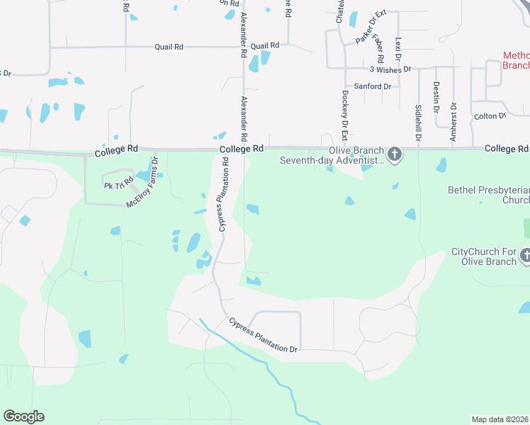 map of restaurants, bars, coffee shops, grocery stores, and more near 3764 Alexander Road in Olive Branch