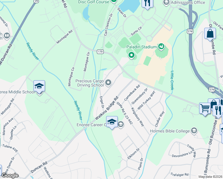 map of restaurants, bars, coffee shops, grocery stores, and more near 19 Zelma Drive in Greenville
