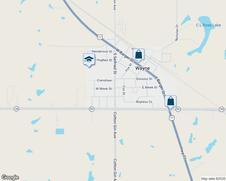 map of restaurants, bars, coffee shops, grocery stores, and more near 300 West Meek Street in Wayne