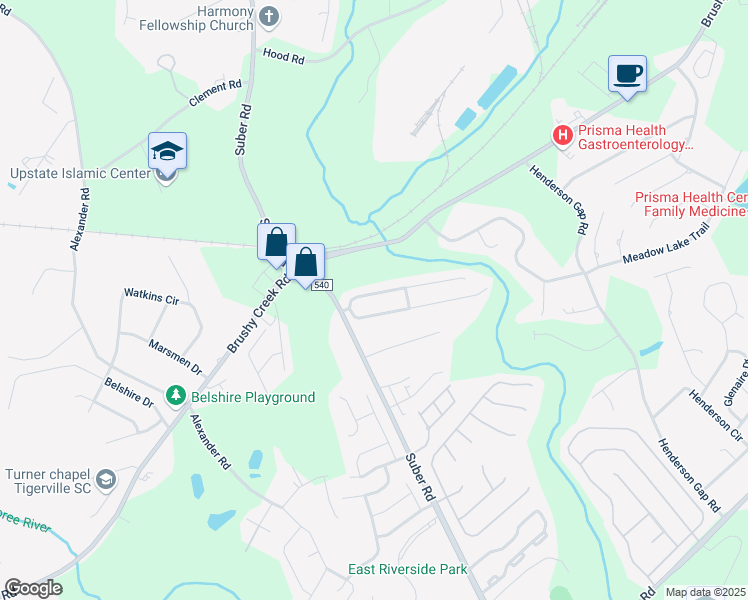 map of restaurants, bars, coffee shops, grocery stores, and more near 10 Valley Glen Court in Greer