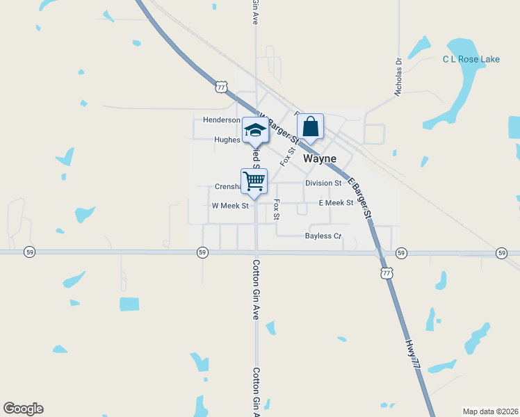 map of restaurants, bars, coffee shops, grocery stores, and more near 300 West Meek Street in Wayne