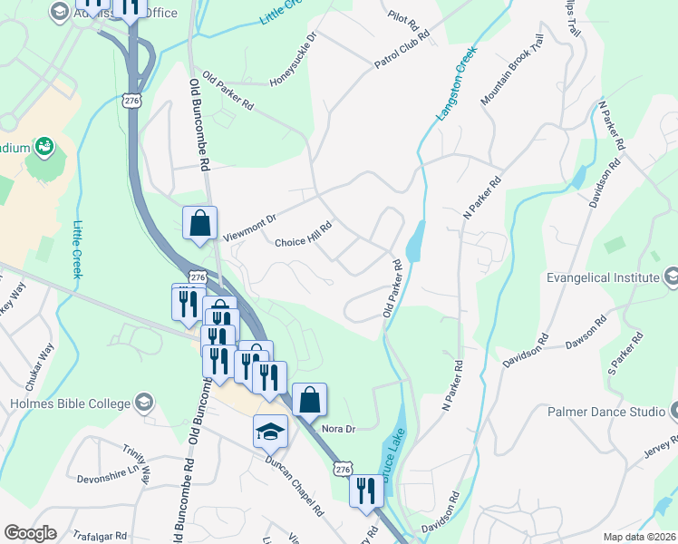 map of restaurants, bars, coffee shops, grocery stores, and more near 11 Quail Trail in Greenville