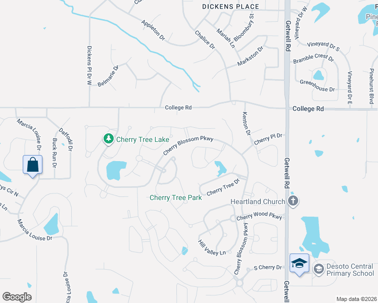 map of restaurants, bars, coffee shops, grocery stores, and more near 2607 Dawnwood Circle North in Southaven