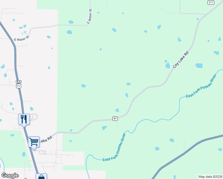 map of restaurants, bars, coffee shops, grocery stores, and more near 608 City Lake Road in Waldron