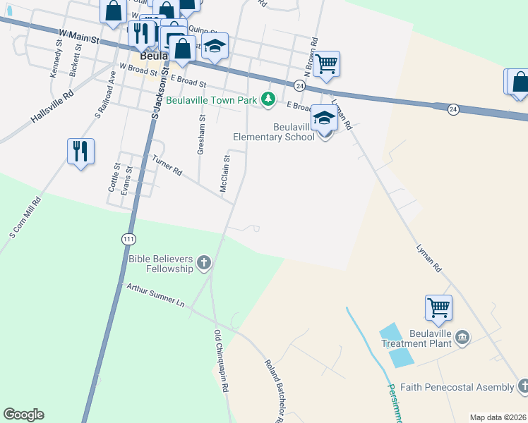 map of restaurants, bars, coffee shops, grocery stores, and more near 139 Oxford Court in Beulaville