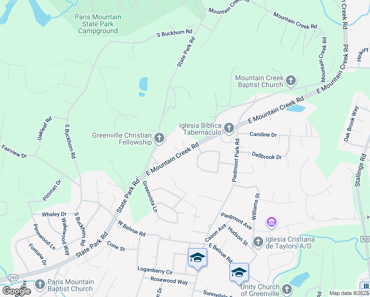 map of restaurants, bars, coffee shops, grocery stores, and more near 201 Biddeford Place in Greenville
