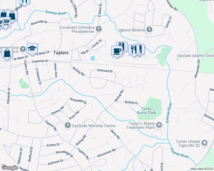 map of restaurants, bars, coffee shops, grocery stores, and more near 38 Cotswold Terrace in Taylors