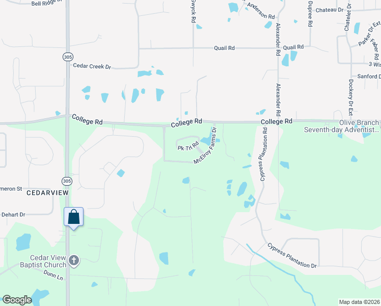 map of restaurants, bars, coffee shops, grocery stores, and more near 9721 College Road in Olive Branch