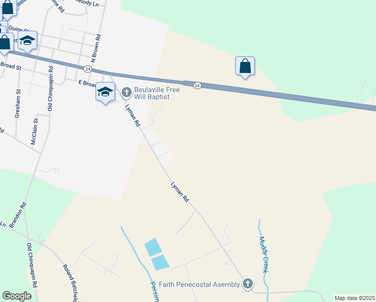 map of restaurants, bars, coffee shops, grocery stores, and more near 1801 Off in Beulaville