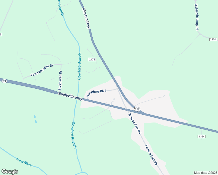 map of restaurants, bars, coffee shops, grocery stores, and more near 112 Humphrey Boulevard in Richlands