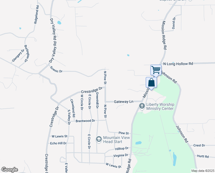 map of restaurants, bars, coffee shops, grocery stores, and more near 842 North Pine Street in Rossville