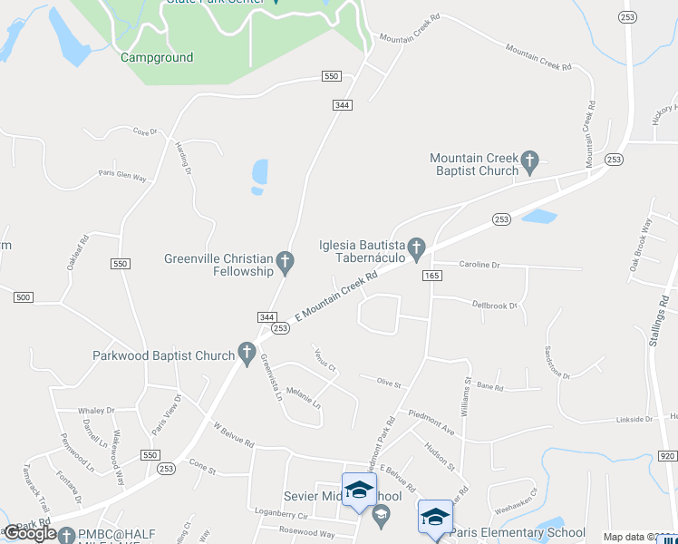 map of restaurants, bars, coffee shops, grocery stores, and more near 212 Biddeford Place in Greenville