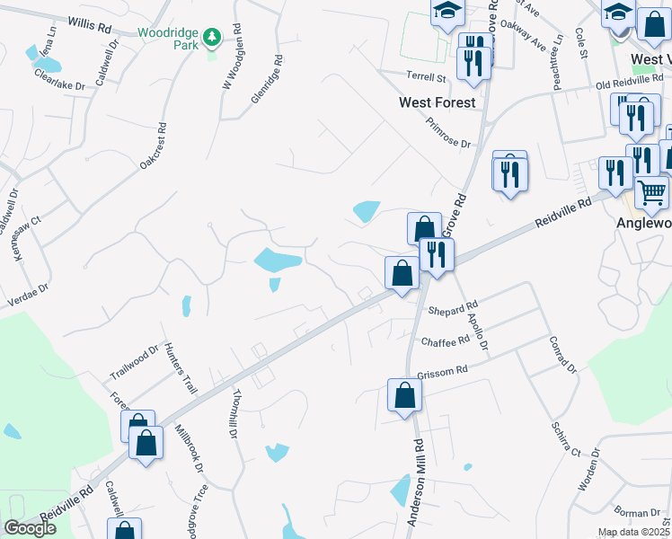 map of restaurants, bars, coffee shops, grocery stores, and more near 10 Willow Lake Road in Spartanburg