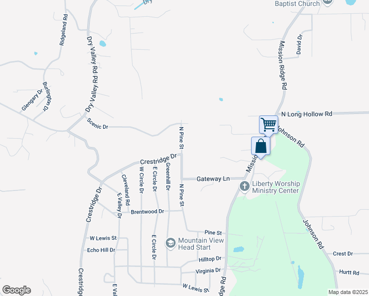 map of restaurants, bars, coffee shops, grocery stores, and more near 842 North Pine Street in Rossville