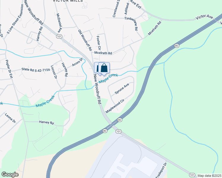 map of restaurants, bars, coffee shops, grocery stores, and more near 504 Maplewood Circle in Greer