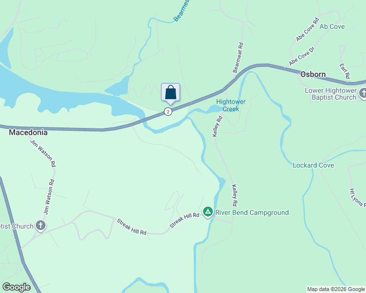 map of restaurants, bars, coffee shops, grocery stores, and more near 2557 Dune Road in Hiawassee