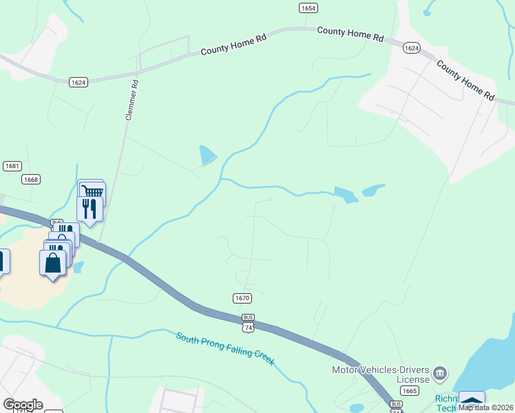 map of restaurants, bars, coffee shops, grocery stores, and more near 176 Pineleigh Avenue in Rockingham
