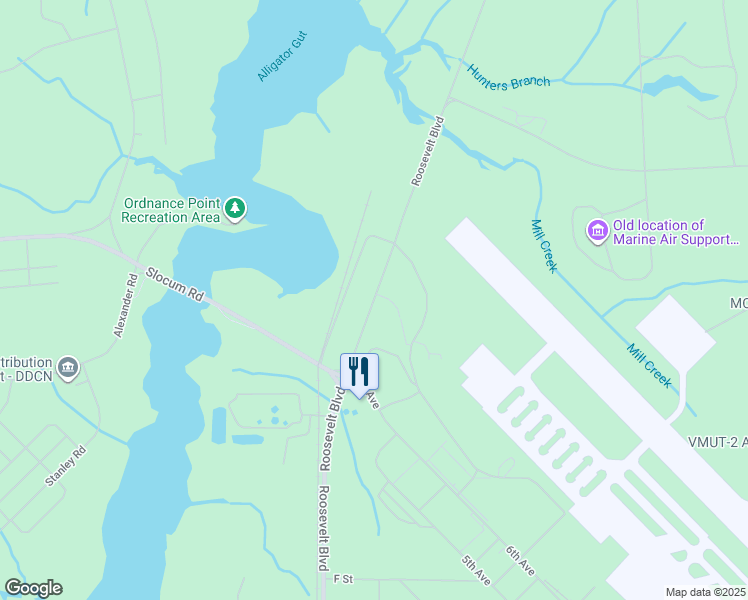 map of restaurants, bars, coffee shops, grocery stores, and more near Roosevelt Boulevard in Havelock