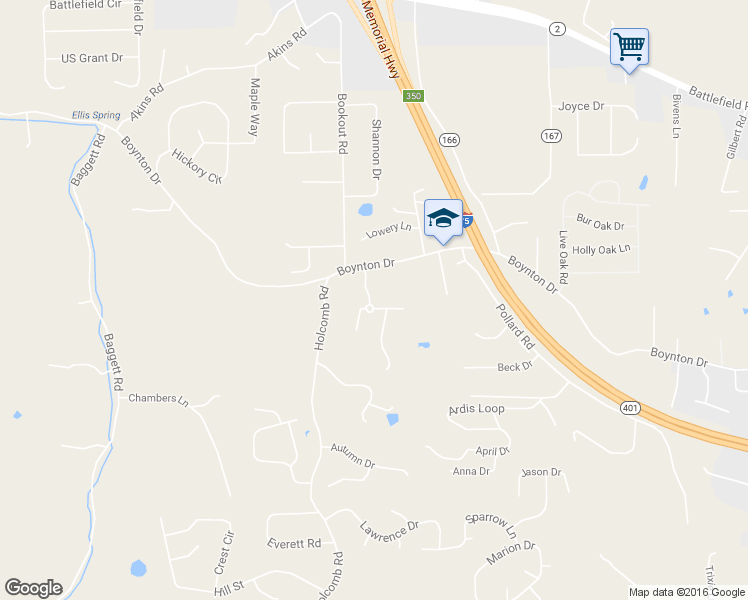 map of restaurants, bars, coffee shops, grocery stores, and more near 95 Garden View Lane in Ringgold