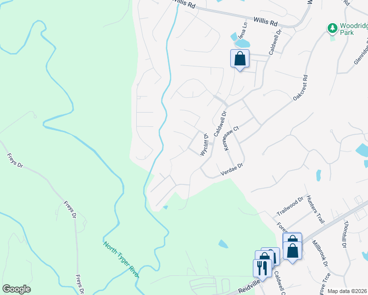map of restaurants, bars, coffee shops, grocery stores, and more near 334 Milhaven Drive in Spartanburg