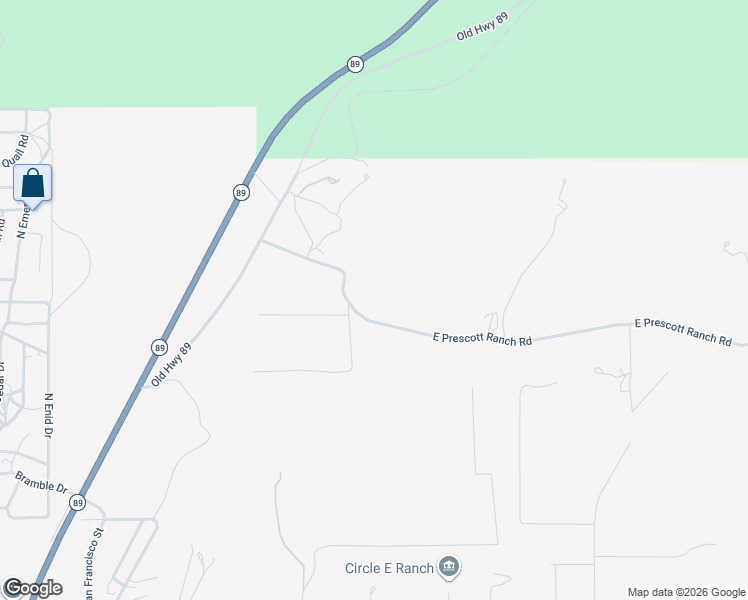 map of restaurants, bars, coffee shops, grocery stores, and more near 1100 East Prescott Ranch Road in Paulden