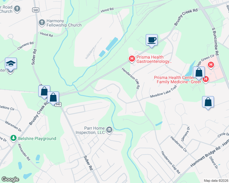 map of restaurants, bars, coffee shops, grocery stores, and more near 110 Kingscreek Drive in Greer